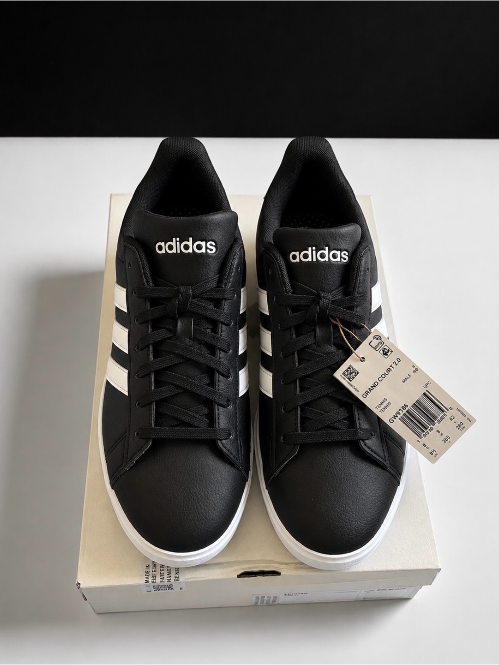 Adidas Grand Court 2.0 Sneakers Men’s 8.5 Black White New With Box